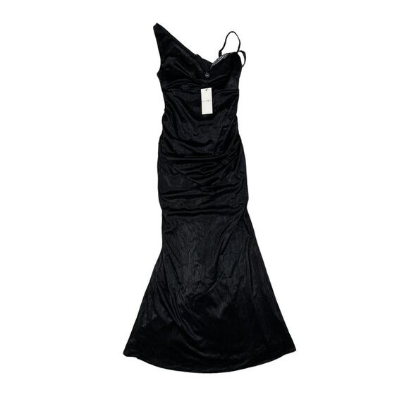 CLUB L - Galaxy Shimmer Cowl Neck Maternity Maxi Dress in Black - Picture 1 of 5